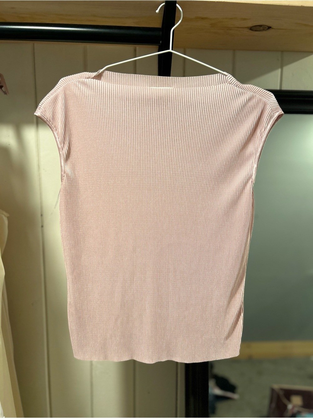 Anthropologie Pleione Shiny Ribbed Cap Sleeve Tank - S